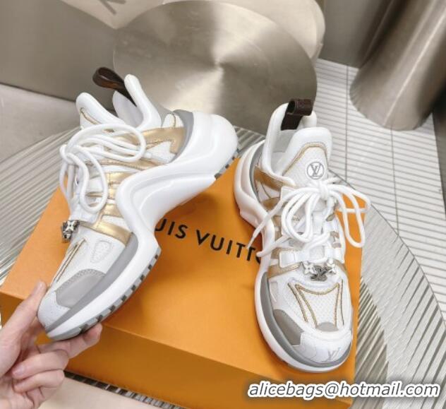 Good Product Louis Vuitton Archlight Sneakers in Leather and Mesh White/Gold 608023