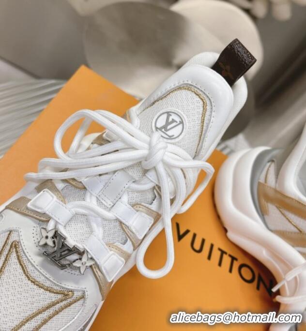 Good Product Louis Vuitton Archlight Sneakers in Leather and Mesh White/Gold 608023