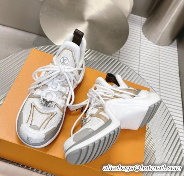 Good Product Louis Vuitton Archlight Sneakers in Leather and Mesh White/Gold 608023