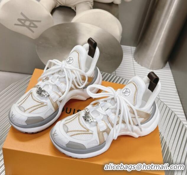 Good Product Louis Vuitton Archlight Sneakers in Leather and Mesh White/Gold 608023