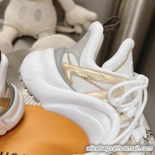 Good Product Louis Vuitton Archlight Sneakers in Leather and Mesh White/Gold 608023