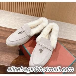 Top Grade LP Summer Charms Walk Loafers with Fur 0129 Pale Grey 2024