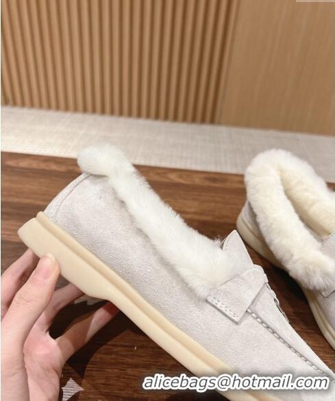 Top Grade LP Summer Charms Walk Loafers with Fur 0129 Pale Grey 2024