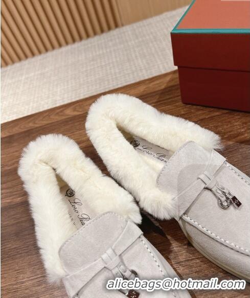 Top Grade LP Summer Charms Walk Loafers with Fur 0129 Pale Grey 2024