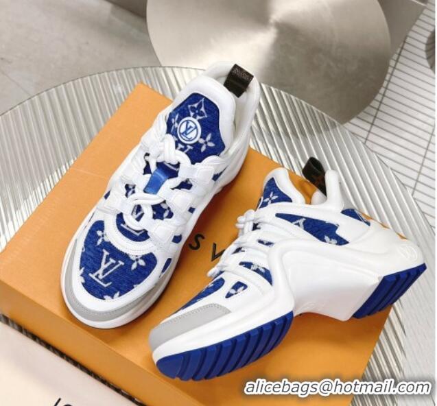 Hot Style Louis Vuitton Archlight Sneakers in Leather and Monogram Fabric Blue 608025