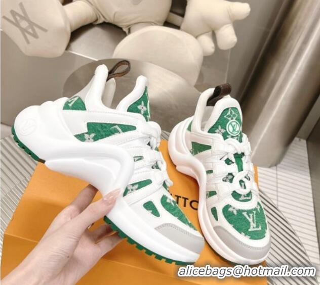 Best Product Louis Vuitton Archlight Sneakers in Leather and Monogram Fabric Green 608024