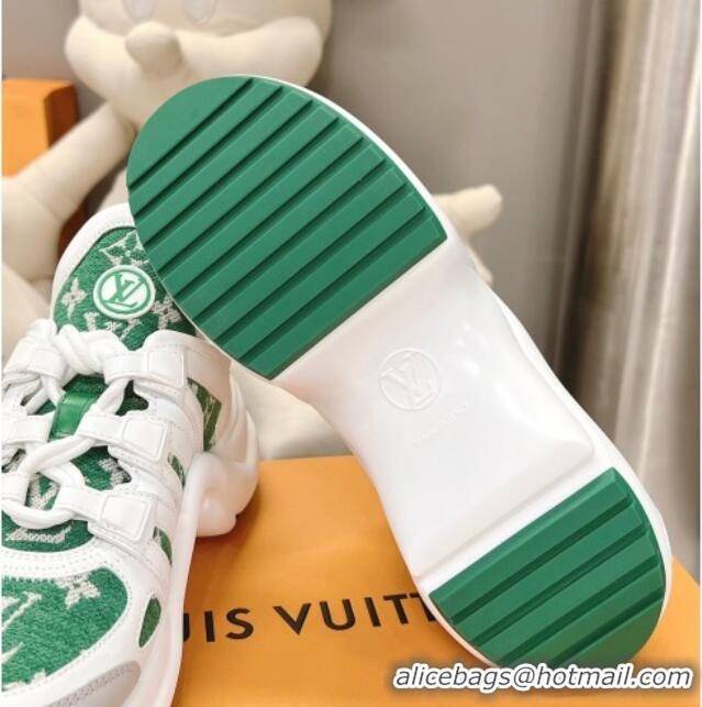 Best Product Louis Vuitton Archlight Sneakers in Leather and Monogram Fabric Green 608024