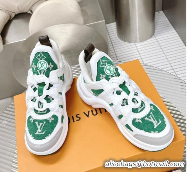 Best Product Louis Vuitton Archlight Sneakers in Leather and Monogram Fabric Green 608024