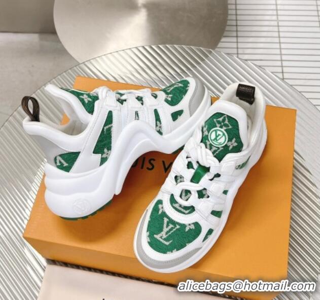 Best Product Louis Vuitton Archlight Sneakers in Leather and Monogram Fabric Green 608024