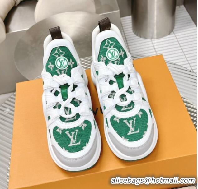 Best Product Louis Vuitton Archlight Sneakers in Leather and Monogram Fabric Green 608024