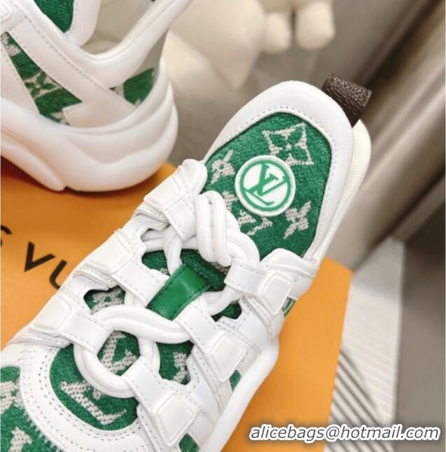 Best Product Louis Vuitton Archlight Sneakers in Leather and Monogram Fabric Green 608024