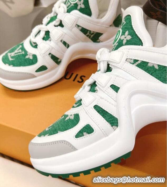 Best Product Louis Vuitton Archlight Sneakers in Leather and Monogram Fabric Green 608024