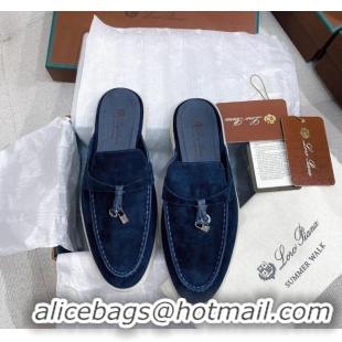 ​Cheapest Loro Piana Suede Flat Mules 050704 Blue 2024