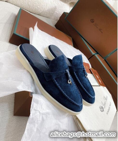 ​Cheapest Loro Piana Suede Flat Mules 050704 Blue 2024