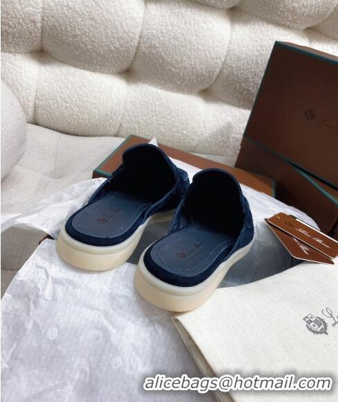 ​Cheapest Loro Piana Suede Flat Mules 050704 Blue 2024