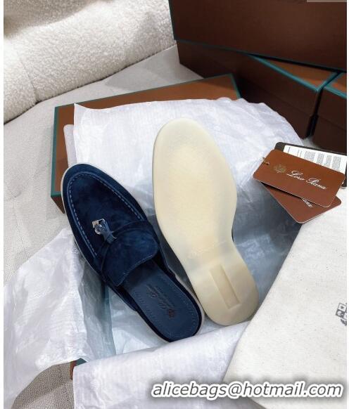 ​Cheapest Loro Piana Suede Flat Mules 050704 Blue 2024