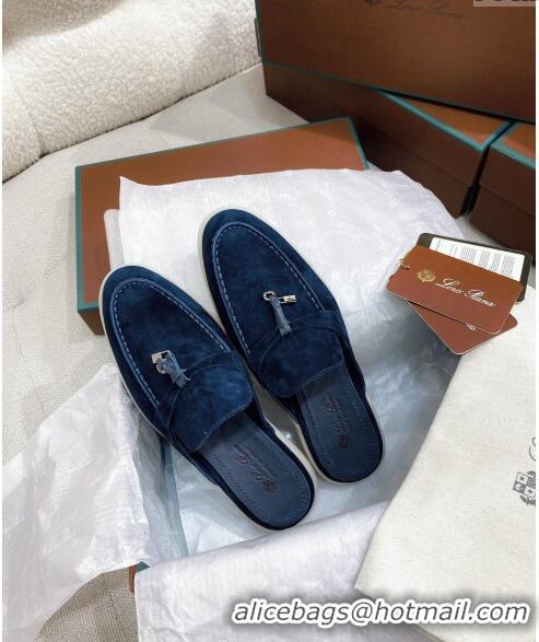 ​Cheapest Loro Piana Suede Flat Mules 050704 Blue 2024