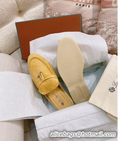 ​Best Grade Loro Piana Suede Flat Mules 0507 Yellow 2024