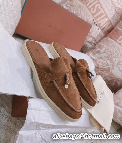 ​Trendy Design Loro Piana Suede Flat Mules 0507 Brown 2024