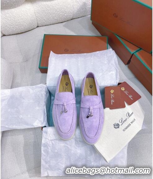 Super Quality Loro Piana Suede Flat Loafers 050702 Purple 2024