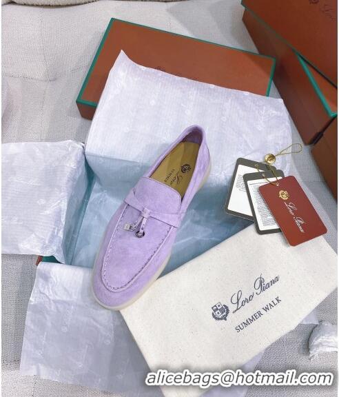 Super Quality Loro Piana Suede Flat Loafers 050702 Purple 2024