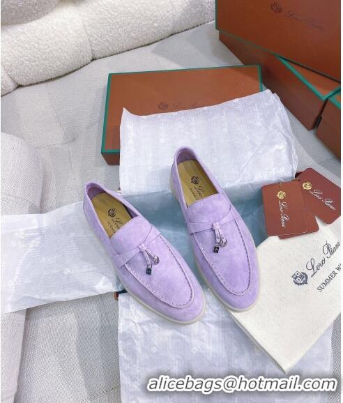 Super Quality Loro Piana Suede Flat Loafers 050702 Purple 2024