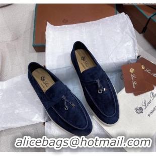 ​New Design Loro Piana Suede Flat Loafers 050703 Blue 2024