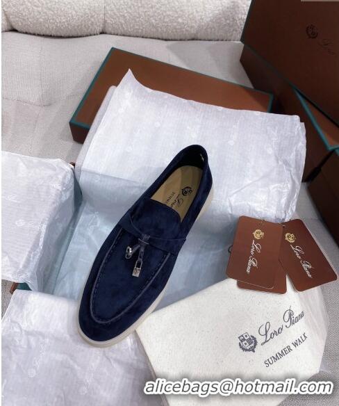 ​New Design Loro Piana Suede Flat Loafers 050703 Blue 2024