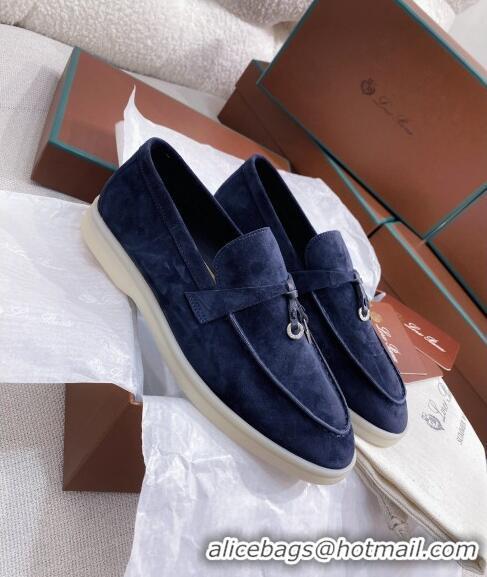 ​New Design Loro Piana Suede Flat Loafers 050703 Blue 2024