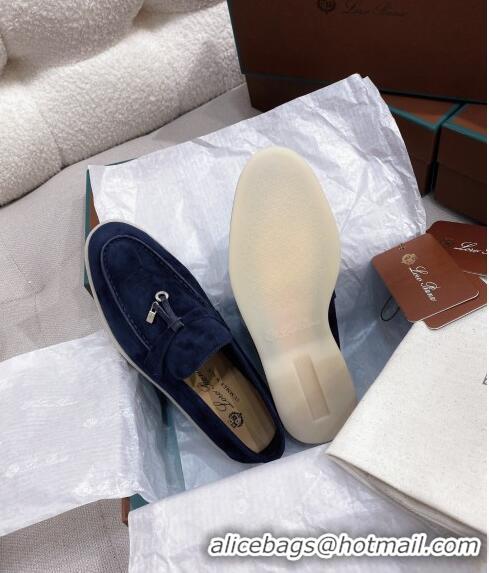 ​New Design Loro Piana Suede Flat Loafers 050703 Blue 2024