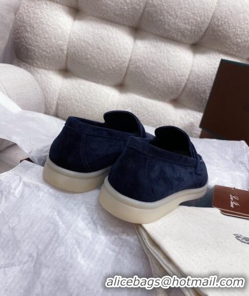 ​New Design Loro Piana Suede Flat Loafers 050703 Blue 2024