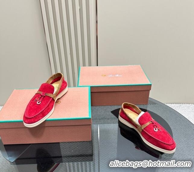 ​Well Crafted Loro Piana Bicolor Suede Loafers 0606 Red/Brown 2024