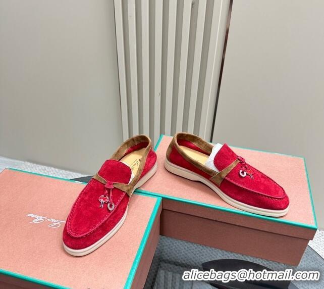 ​Well Crafted Loro Piana Bicolor Suede Loafers 0606 Red/Brown 2024