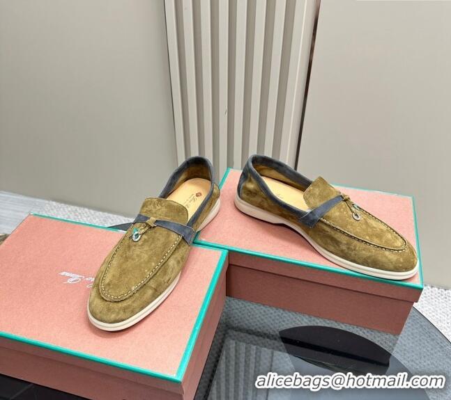 ​Trendy Design Loro Piana Bicolor Suede Loafers 0606 Olive Green/Grey 2024