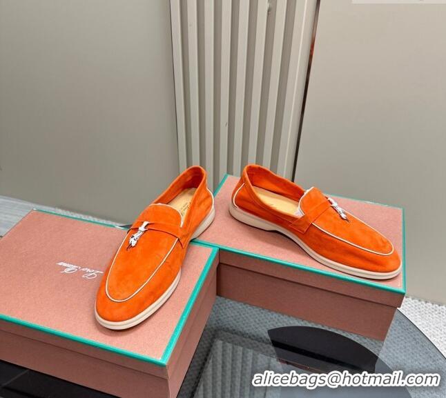 ​Well Crafted Loro Piana Bicolor Suede Loafers 0606 Orange/White 2024