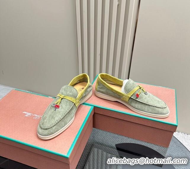 ​Elegant Discount Loro Piana Bicolor Suede Loafers 0606 Light Green/Lime 2024