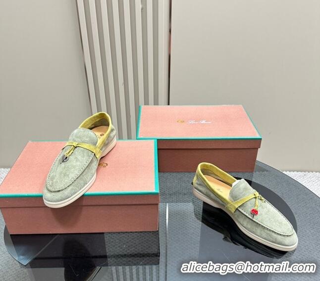 ​Elegant Discount Loro Piana Bicolor Suede Loafers 0606 Light Green/Lime 2024