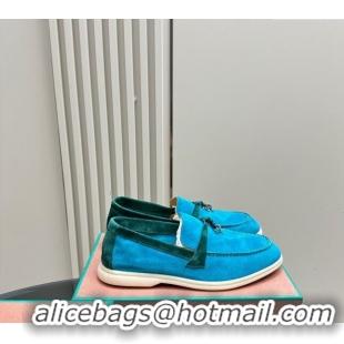 ​Fashion Show Collections Loro Piana Bicolor Suede Loafers 0606 Blue/Green 2024