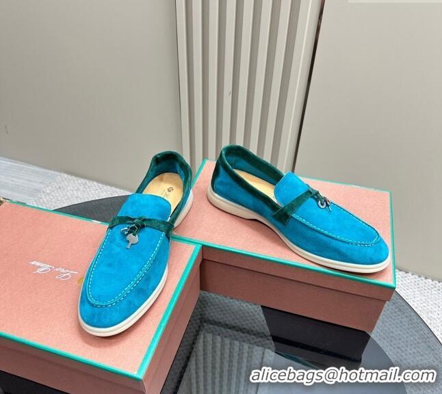 ​Fashion Show Collections Loro Piana Bicolor Suede Loafers 0606 Blue/Green 2024