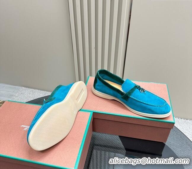 ​Fashion Show Collections Loro Piana Bicolor Suede Loafers 0606 Blue/Green 2024