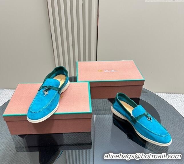 ​Fashion Show Collections Loro Piana Bicolor Suede Loafers 0606 Blue/Green 2024