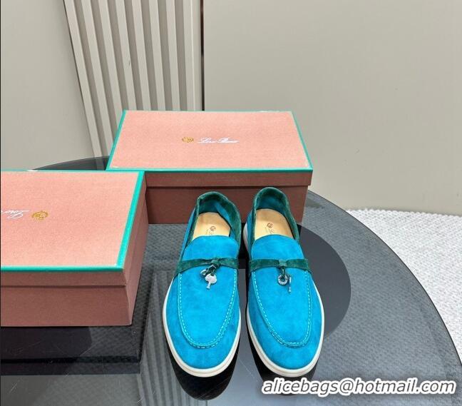 ​Fashion Show Collections Loro Piana Bicolor Suede Loafers 0606 Blue/Green 2024