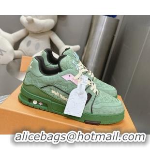 Discount Louis Vuitton LV Trainer Sneakers in Monogram Leather Green 608030