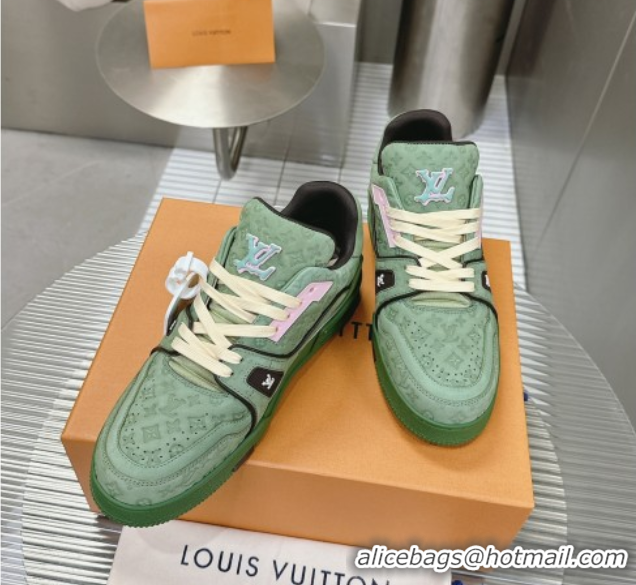 Discount Louis Vuitton LV Trainer Sneakers in Monogram Leather Green 608030