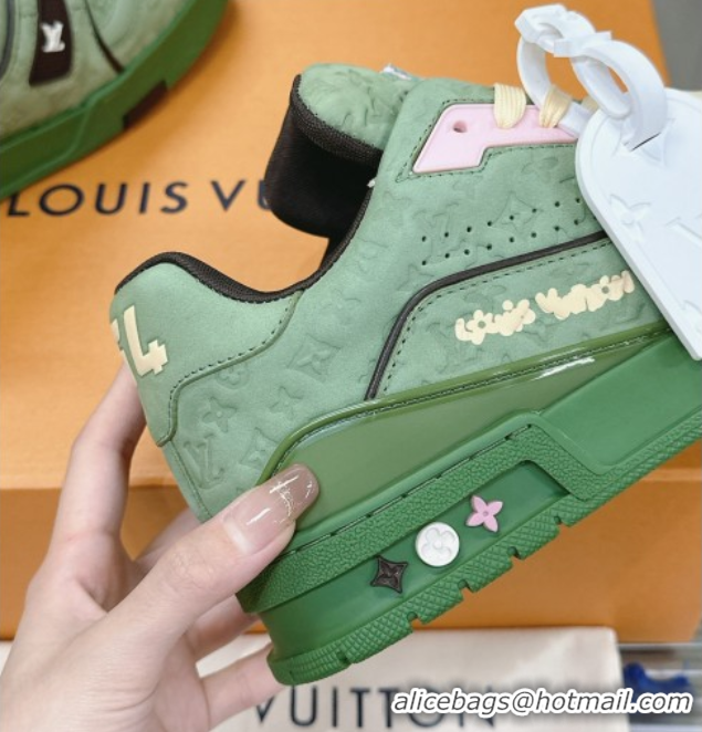 Discount Louis Vuitton LV Trainer Sneakers in Monogram Leather Green 608030