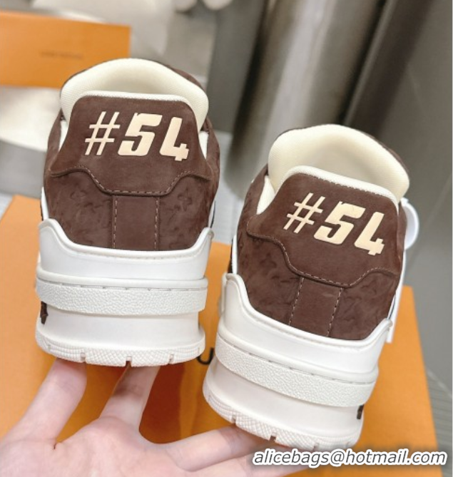 Perfect Louis Vuitton LV Trainer Sneakers in Monogram Suede Brown 608032