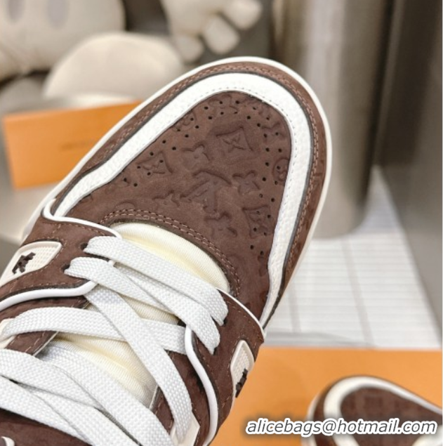 Perfect Louis Vuitton LV Trainer Sneakers in Monogram Suede Brown 608032