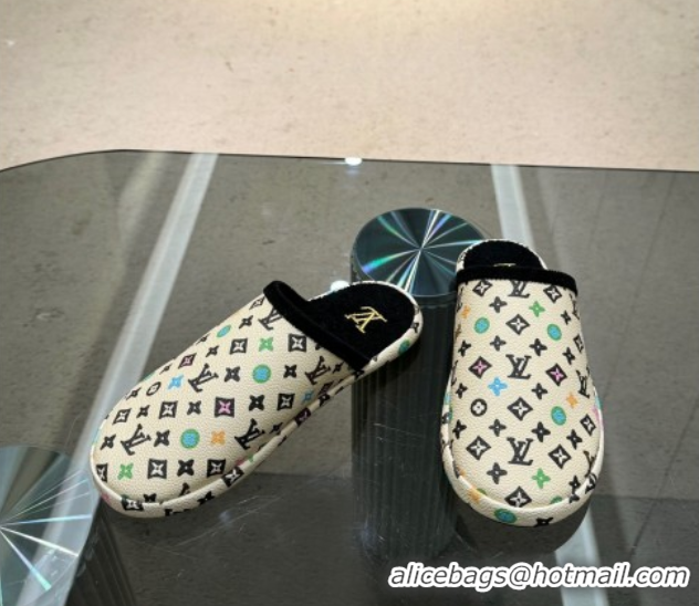 Best Grade Louis Vuitton LV Palace Slipper Flats in Monogram-printed Leather White 608035