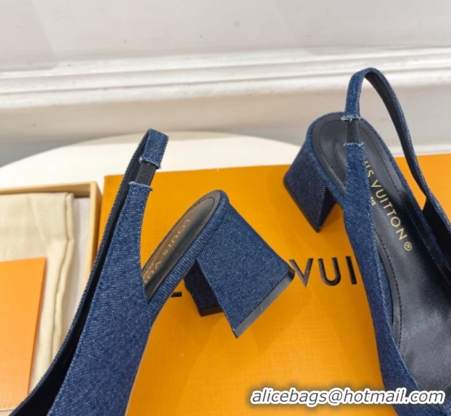 Good Taste Louis Vuitton Shake Slingback Pumps 5.5cm in Dark Blue Denim 608037