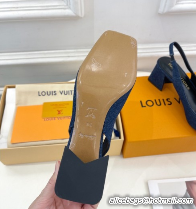 Good Taste Louis Vuitton Shake Slingback Pumps 5.5cm in Dark Blue Denim 608037